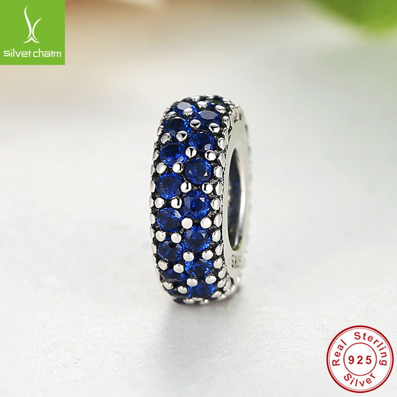 925 Sterling Inspiration Within Spacer Blue Crystal Beads With Charm DIYBracelet