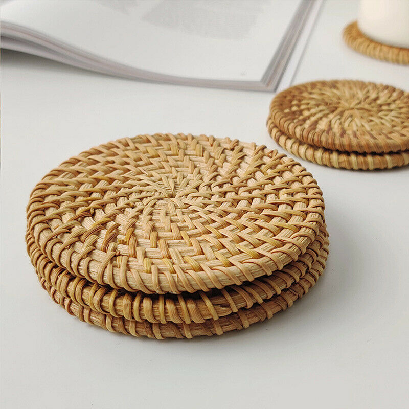 Placemat Pad Coasters Kitchen Table Mats rattan coaster Bowl Mats InsulationFCA