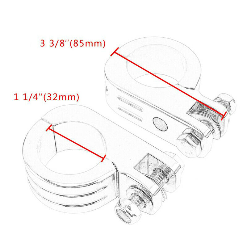 Motorcycle 1 1/4" 32mm Engine Crash Highway Bars Footpeg P-Clamp Mounting kits