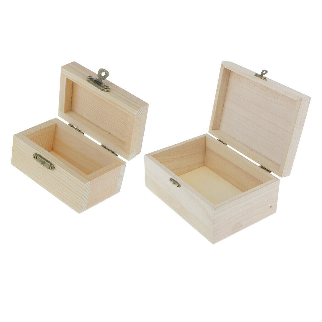 10 Pieces Unpainted Wood Jewellery Jewlry Box Keepsake Gift Case DIY Crafts