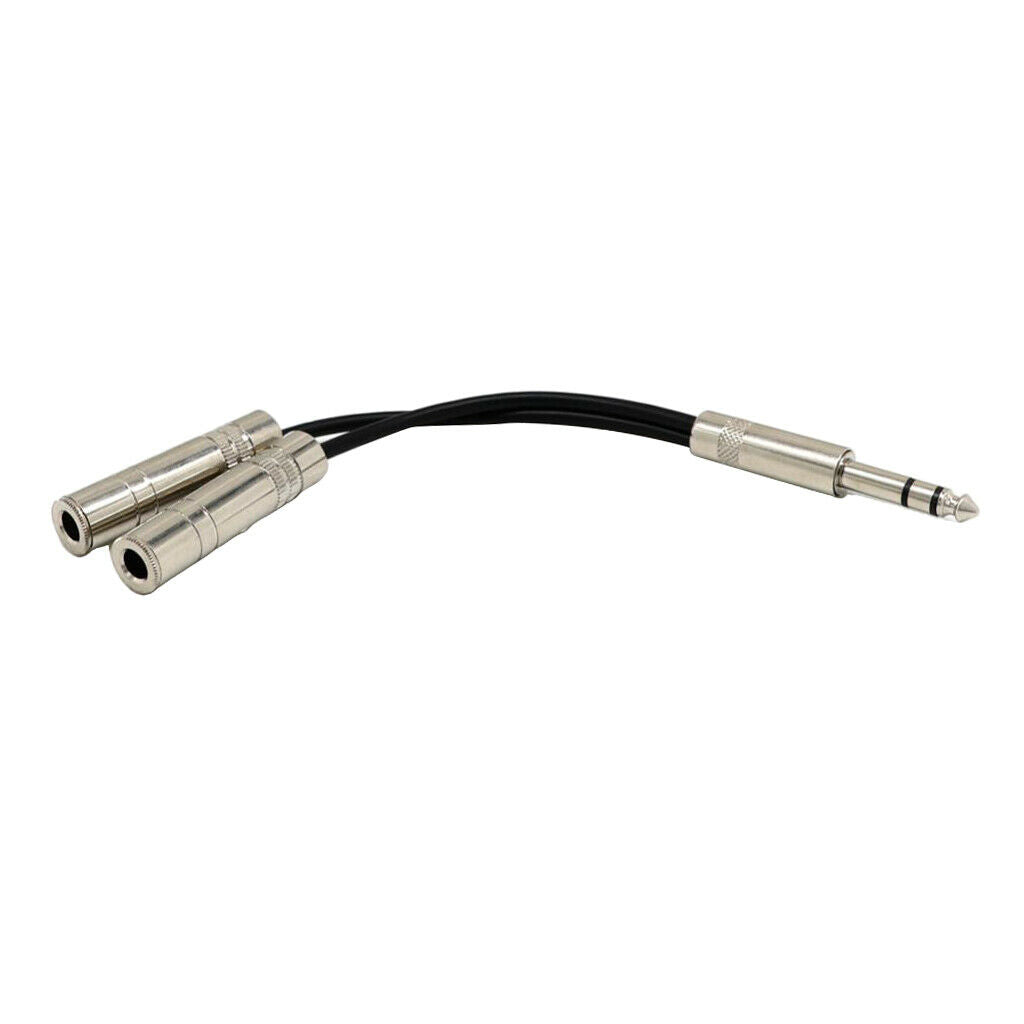 8inch Long 6.35mm Male to 2× 1/4" Female Audio Y Splitter Stereo Cable