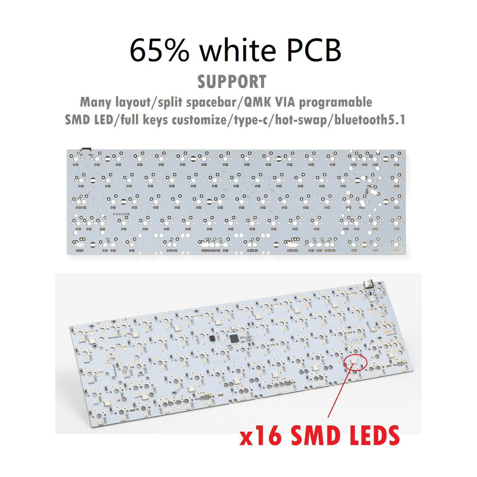 Customized XD68V3.0 65% PCB Circuit Board RGB Backlight Hot-swappable Stock