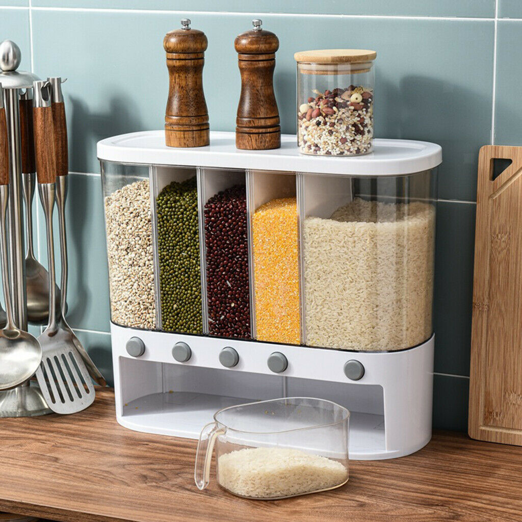 12L Automatic Rice Dispenser,Plastic Food Stroge Container w/ Lid,Moisture Proof