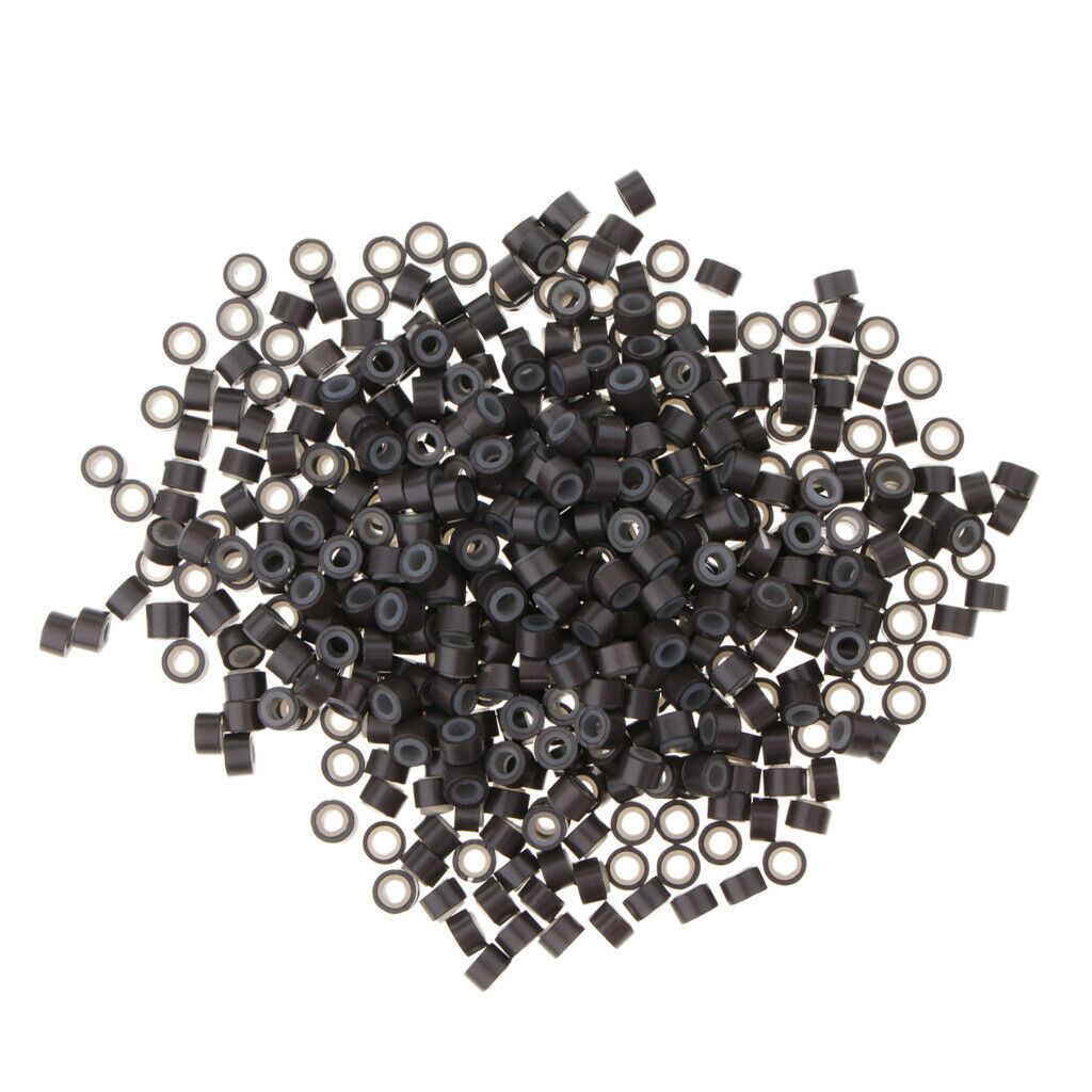 1000 Pieces Silicone Micro Hair Extension Rings Loop Beads Set Black Bulk