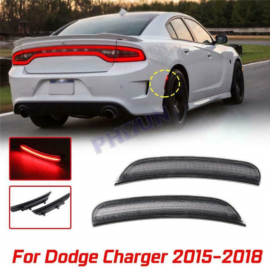 4Pcs LED Side Marker Lights Front Rear Lamps Smoked For Dodge Charger 2015-2018