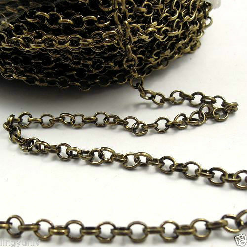 1M Retro Style Bronze Iron Circle Ring Link Unfinished Chain Necklace Finding