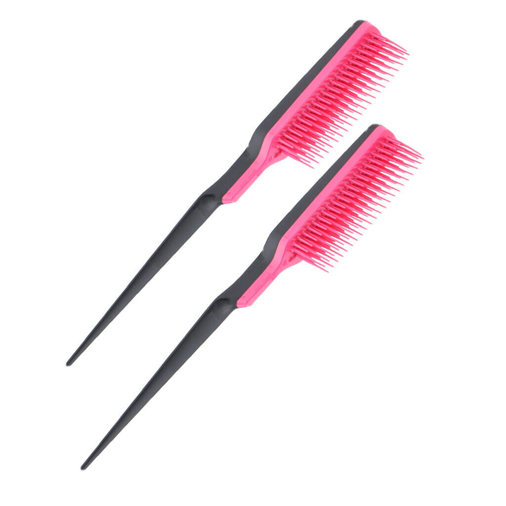 Set of 2 Salon Rat Tail Hairdressing Teasing Brush Detangling Styling Brush