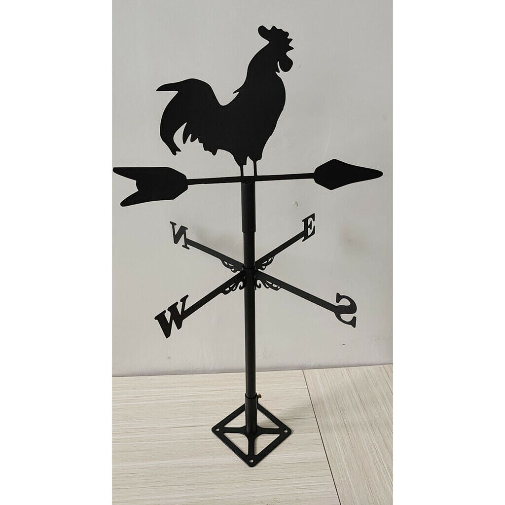Metal Rooster Weathervane Wind Direction Indicator Farm Scene Barn Decor