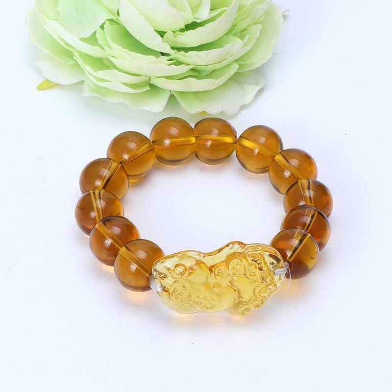 Feng Shui Citrine Gem Stone Wealth Pi Xiu Bracelet Attract Wealth and Good Luck