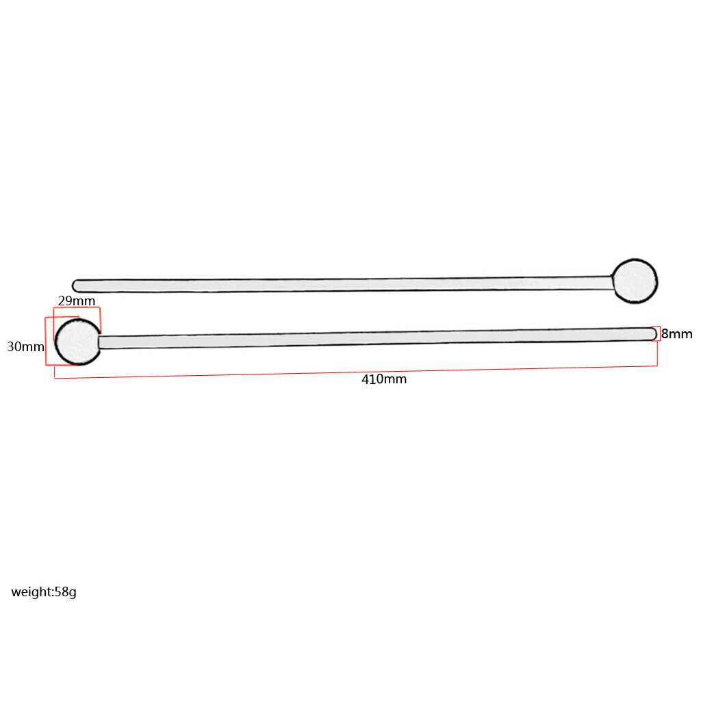 1 Pair Drum Mallets Handle for Glockenspiel Drum Accessory Replacement Red