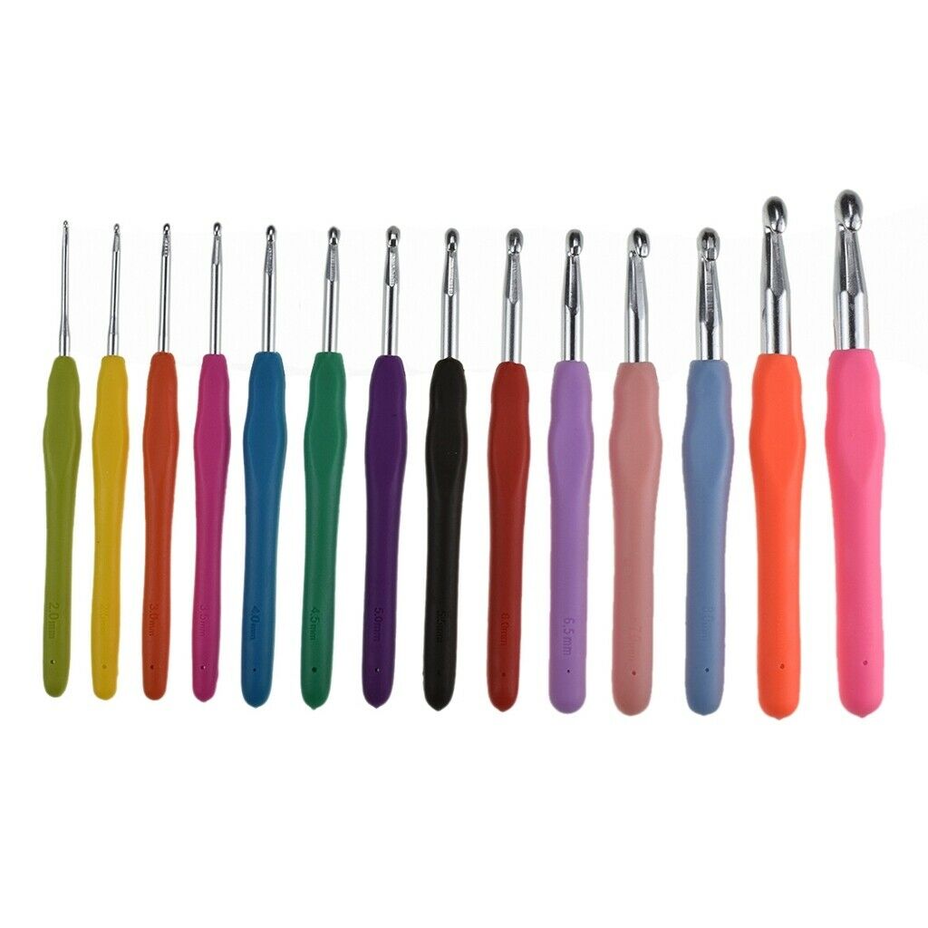 Crochet Hooks Kit Portable Soft Handle Knitting Gauge Tools for Beginner