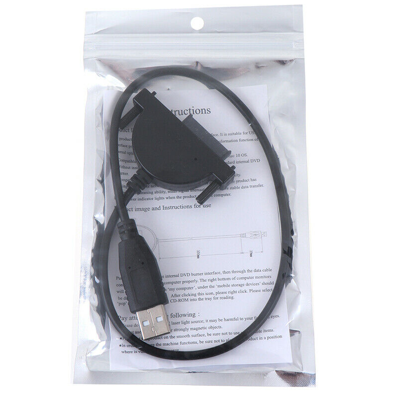 USB 2.0 to Mini Sata II 7+6Pin Adapter for Laptop CD/DVD ROM Drive Cabl J.l8