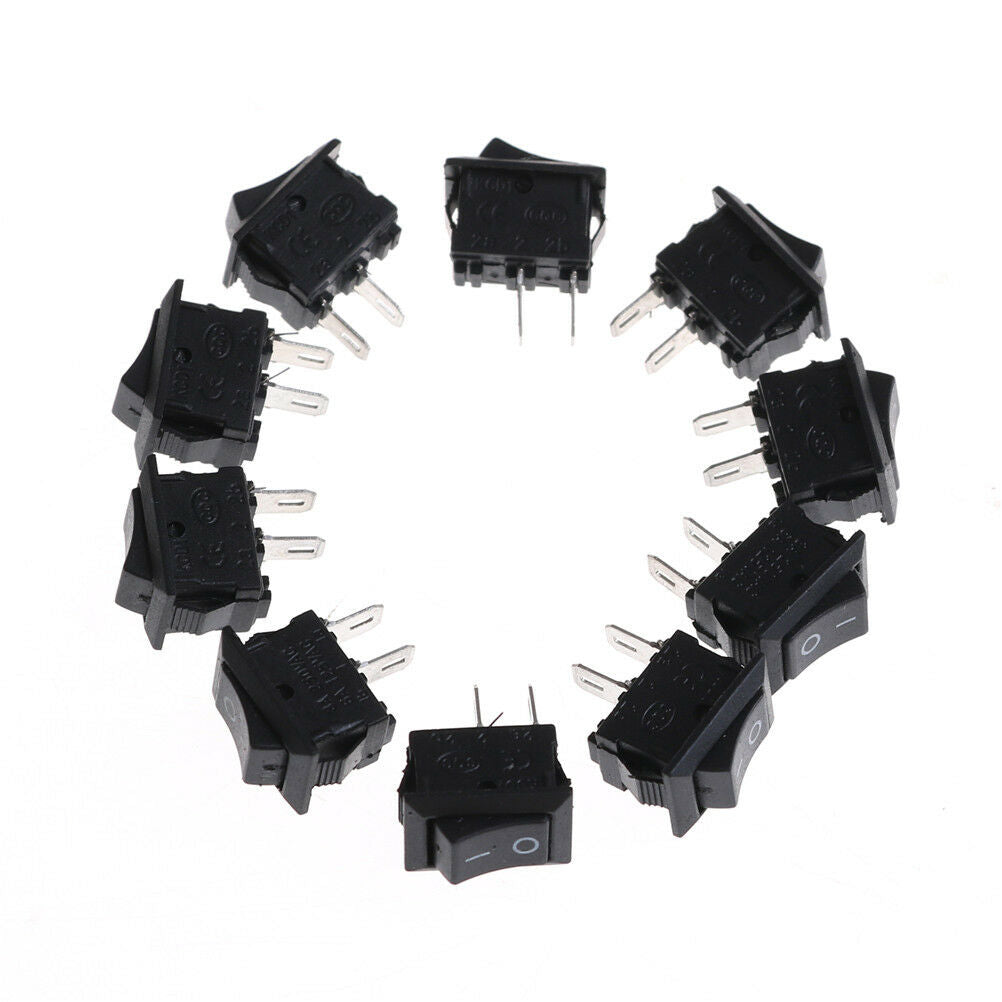 10x 10*15MM Small Black Rocker Switch KCD1-11 250VAC/3A 6A 125V AC 2P Switc WF