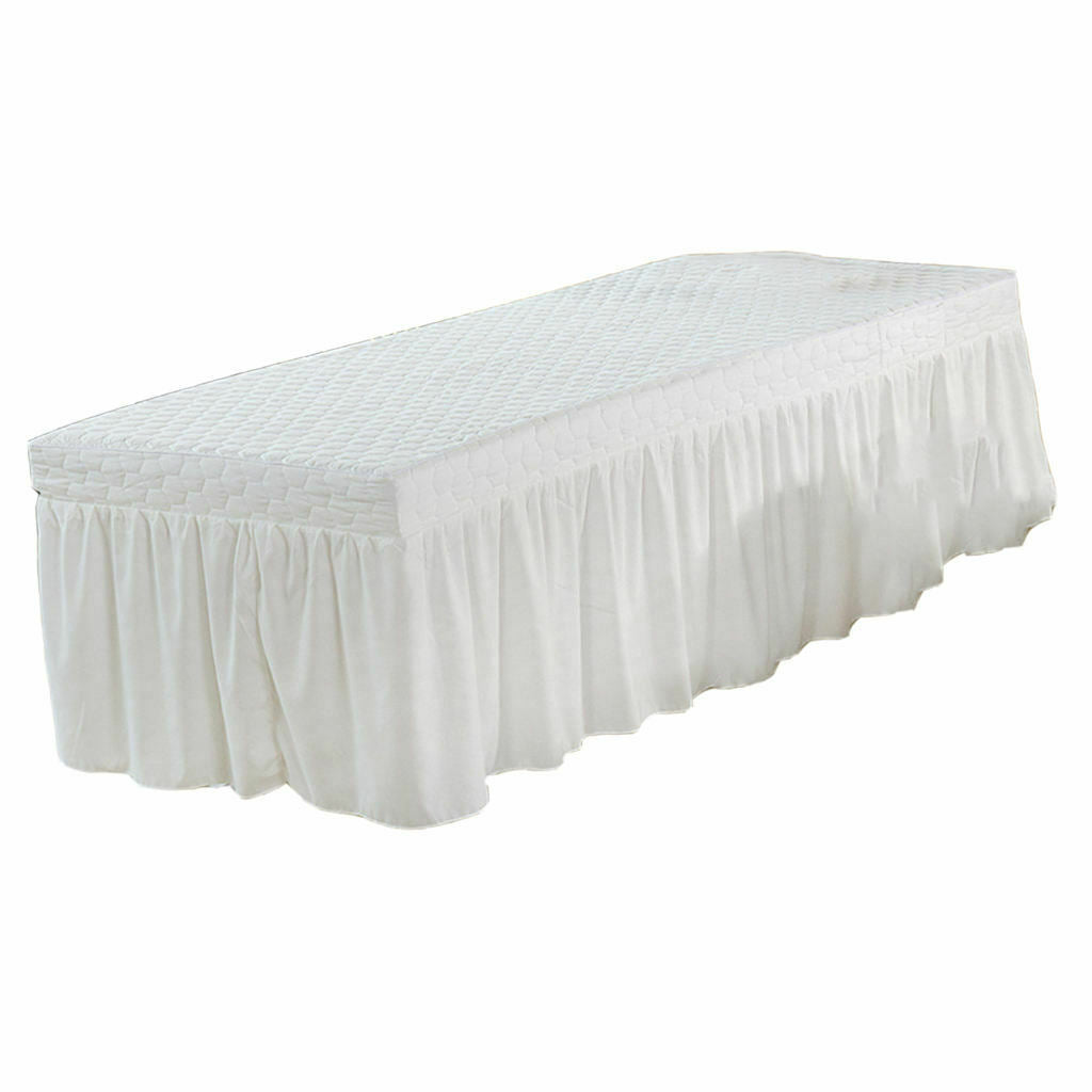 Massage Table Skirt Beauty Bed Cover Valance Sheet - White, as described