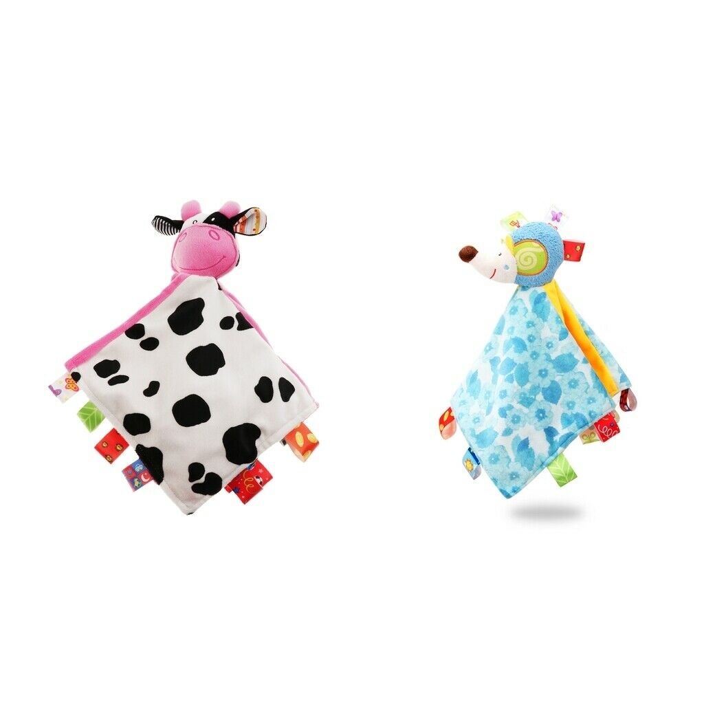 2 Pieces Baby Blanket Soft Plush Teething Security Tag Blankets