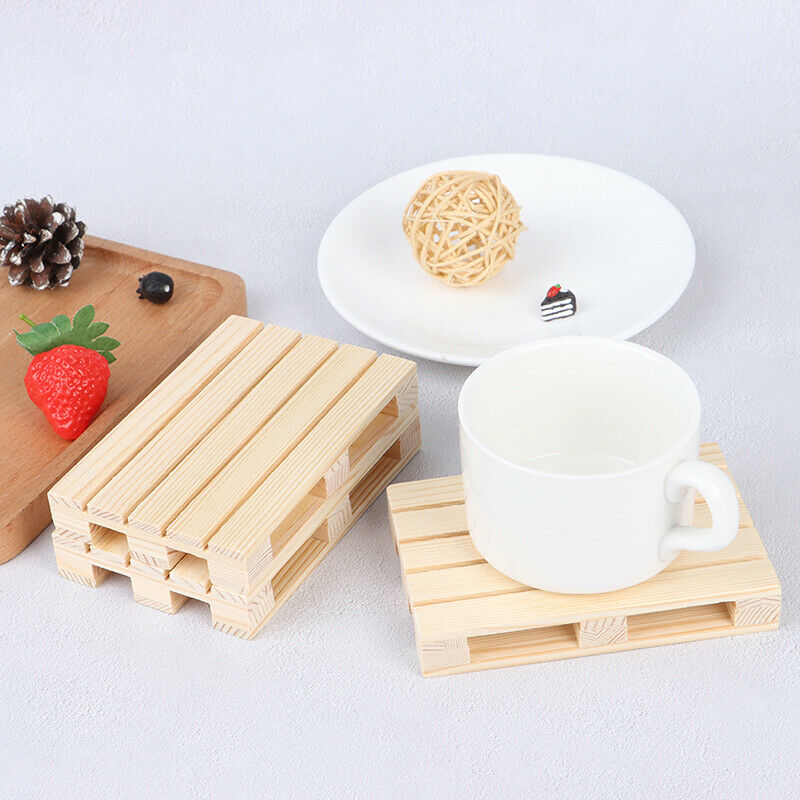 New Mini Wooden Pallet Beverage Coasters Insulation Pad Cup Coaster Pot M.l8