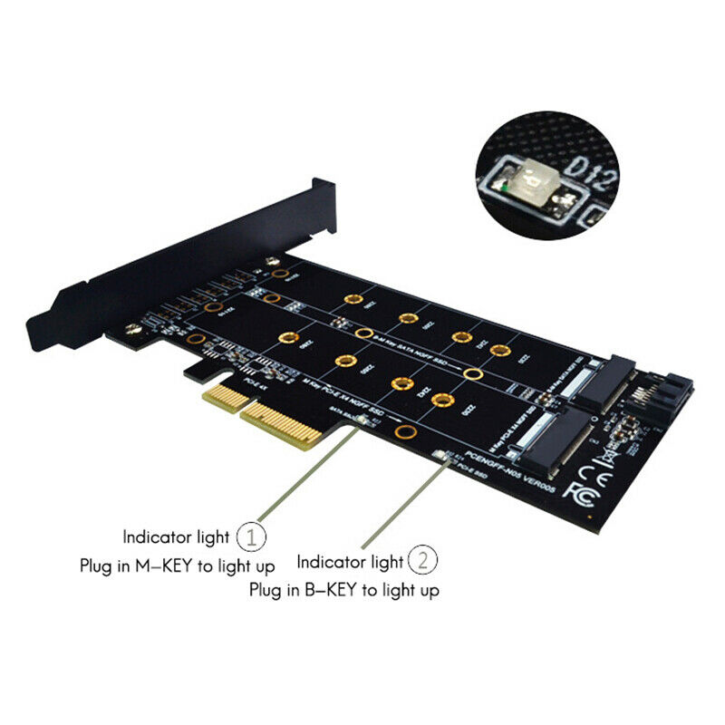 M.2 NVMe SSD NGFF to PCIE X4 Adapter Card M Key-B Dual Interface Expansion CG2W8