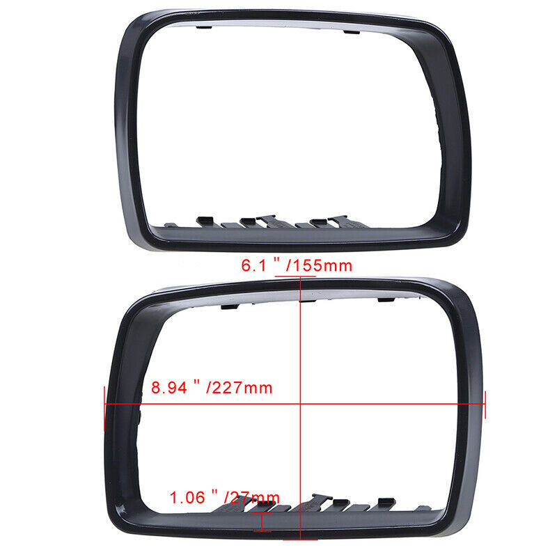 Pair Matte Black Rear View Mirror Cover Cap +Frame For BMW X5 E53 3.0d/3.0i/4.4i