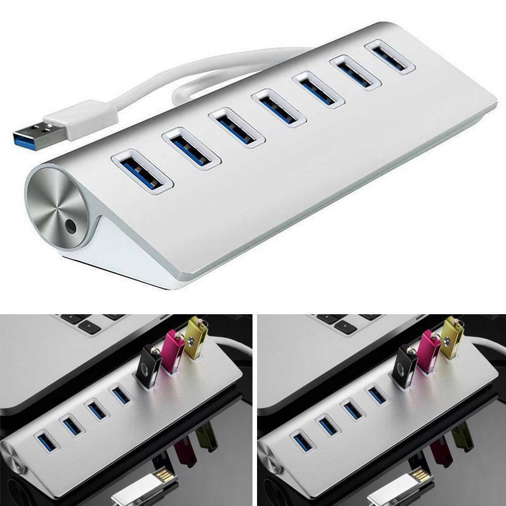 Durable Portable 7-Port USB 3.0 Hub Adapter for PC Laptop Notebook Desktop New!