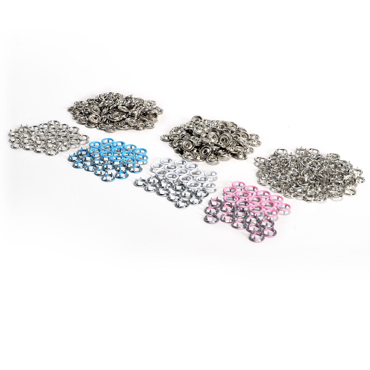 100 Sets Prong Open Ring Press Studs for Making Dummy Clips 4 Colors