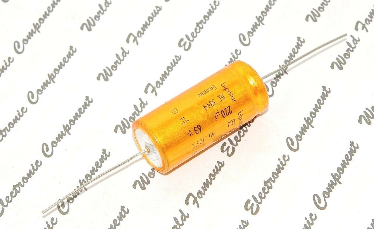 1pcs - ROE EGU 220uF (220µF) 63V Bipolar Axial Capacitor / Kondensatoren - BP