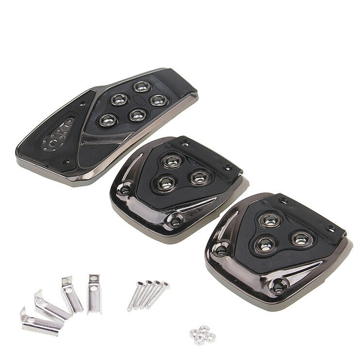 3Pcs Grey Speed Sporty Non-Slip Manual MT Gas Brake Foot Pedal Pad Cover Car