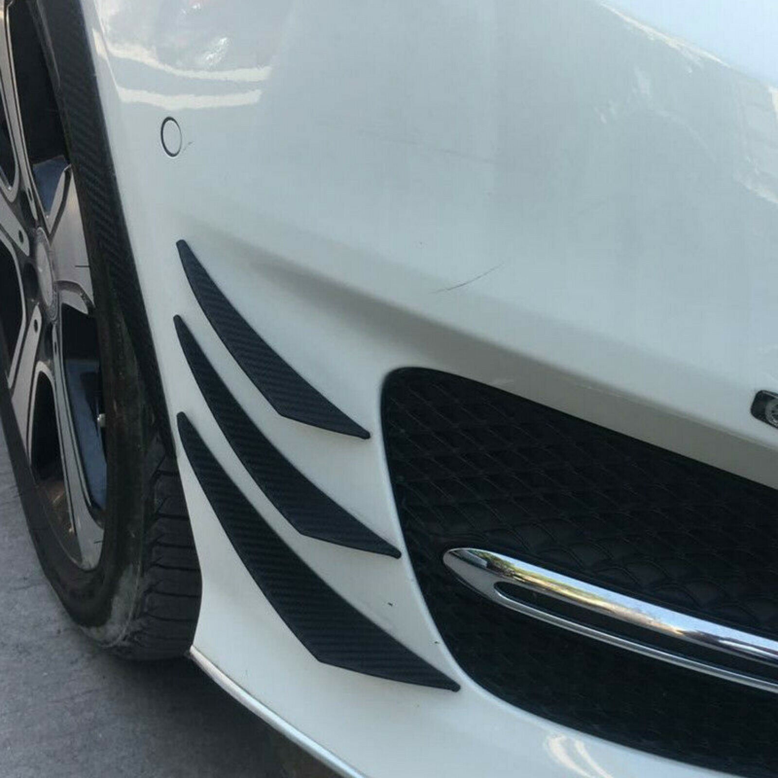 6pcs Car Front Bumper Lip Splitter Canards Carbon Fiber Spoiler Fins Refit Black