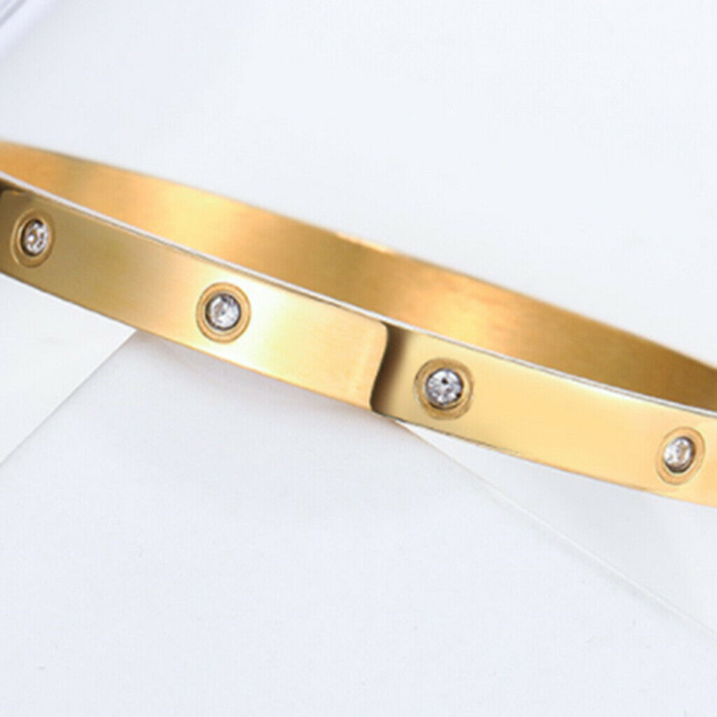Trendy Polished Bracelet Bangles Crystal Slip-On Hinge Cuff Bracelet Women