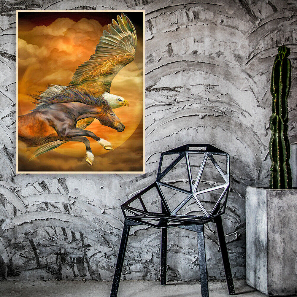 Full Eagle and Horse Picture Diamond Painting Kit Drill DIY 5D Round Craft @
