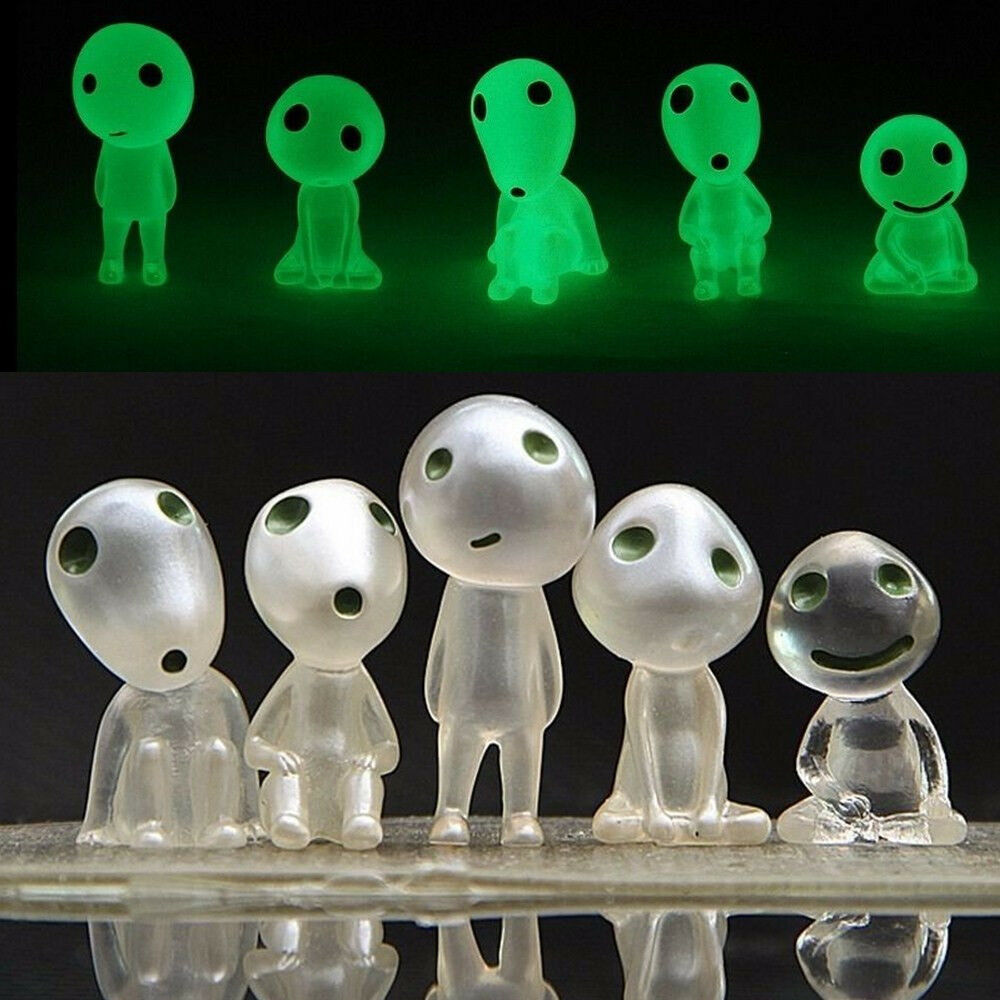 Lovely Glow in Dark Luminous Princess Mononoke Forest Spirit Elf Kodama 5pcs/Set