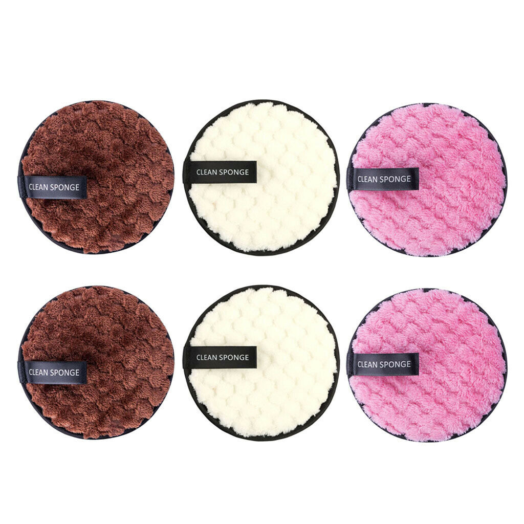 6pcs Soft Cloth Rounds Makeup Remover Pads Facial Cleansing Wipes Sponge