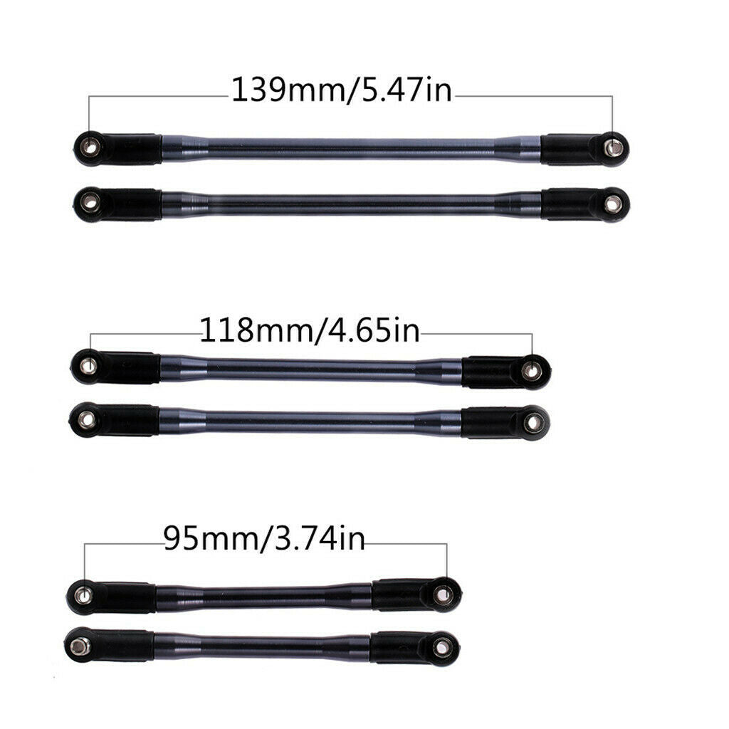 10PCS Metal Upper & Lower Rod Link Linkage for 1/10 RC Axial SCX10 313mm