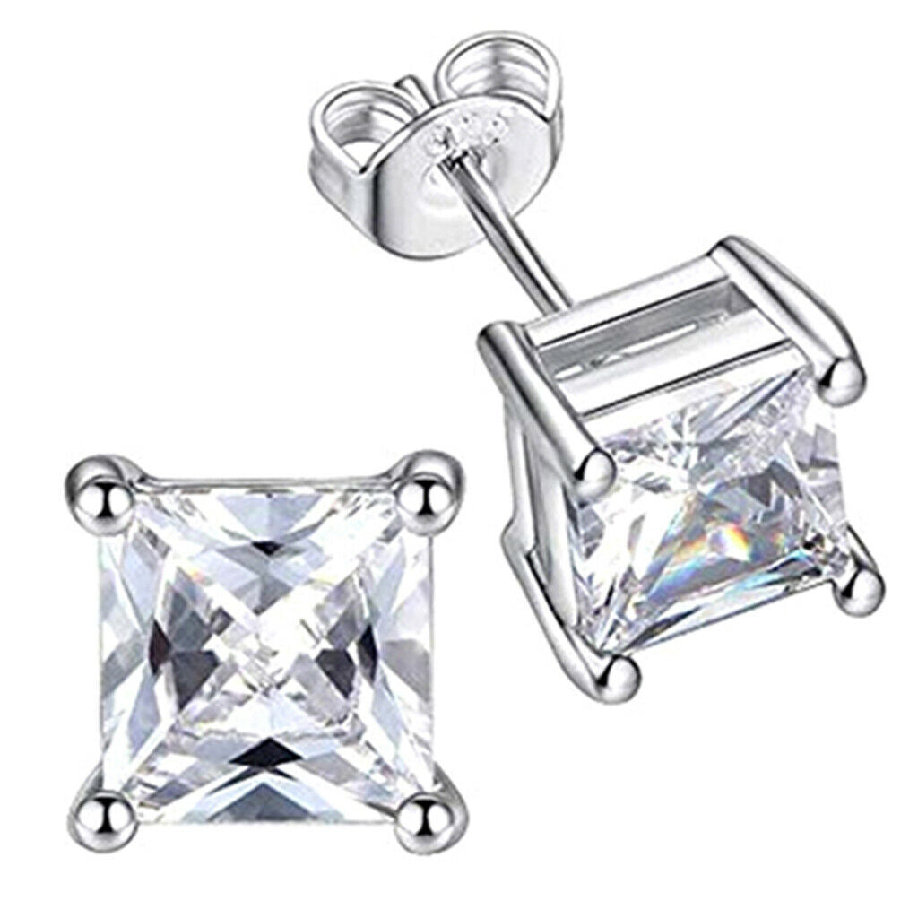 1Pair Square Stud Earrings Women Men Cubic Zirconia Crystal Stud Earrings Trendy