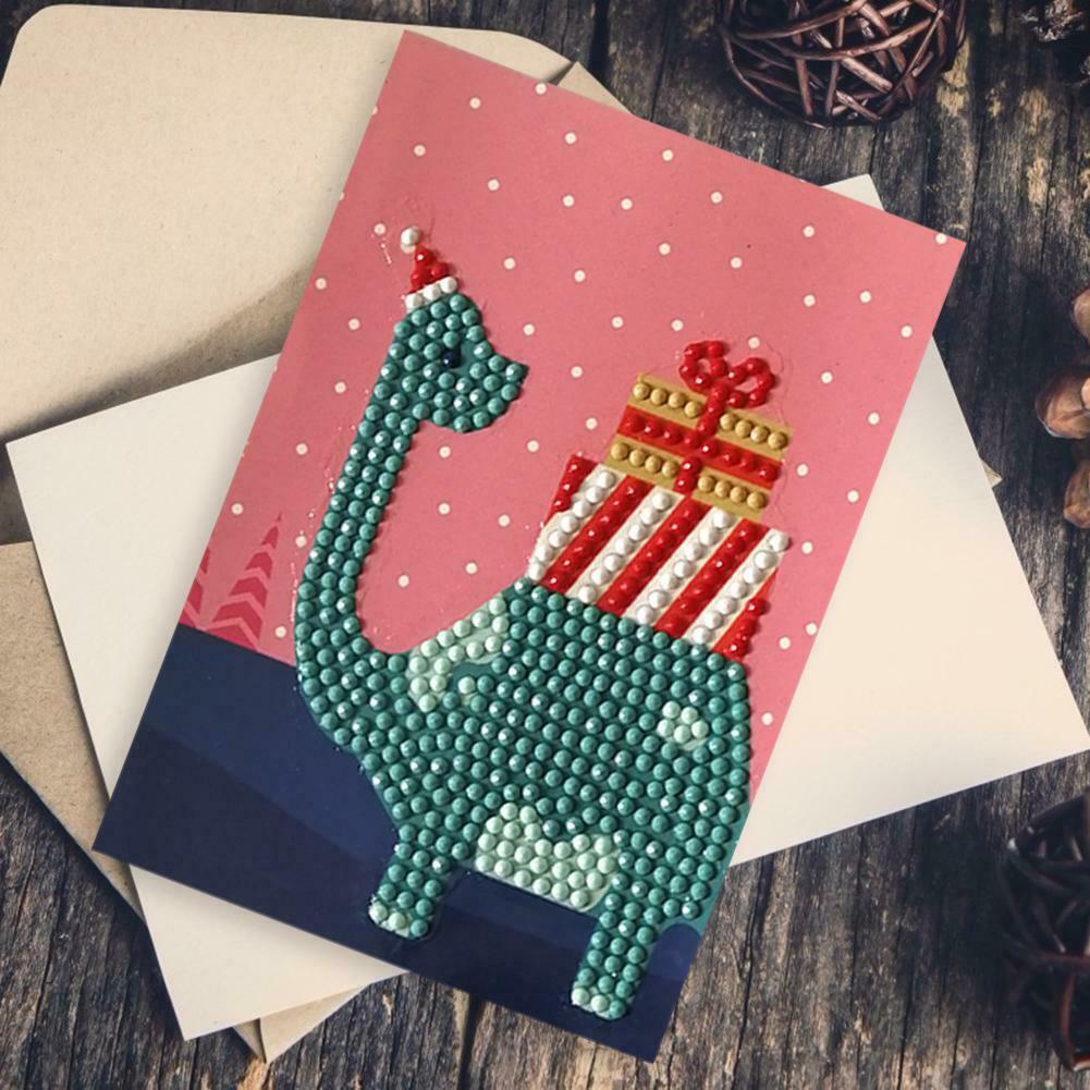 4pcs 5D DIY Drills Diamond Painting Happy Birthday Mosaic Cards Party Gifts @