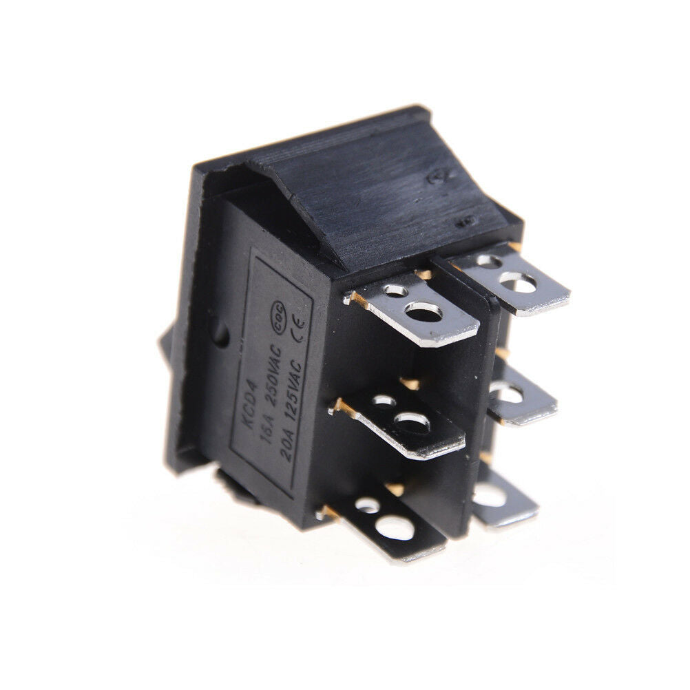2PCS KCD4 Rocker Switch Black DPDT ON/OFF/ON 6 PIN 16A/250VAC 20A/125VA_.l8