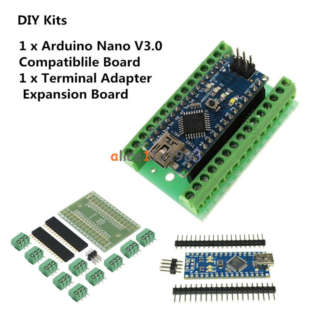 Nano V3.0 5V Micro-controller CH340G+Terminal Adapter Sheild Board for Arduino