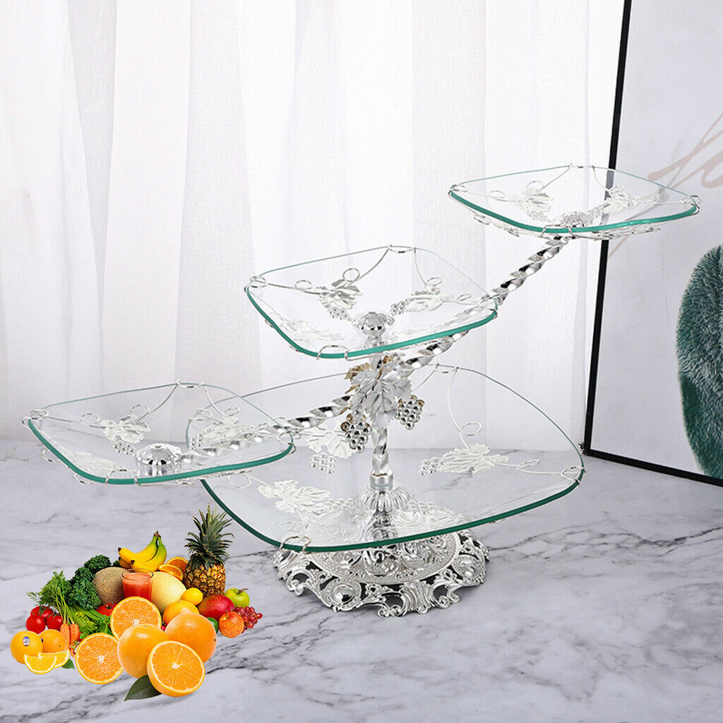 Square European Tempered Glass Fruit Tray Snack Serving Bowl Storage Plate
