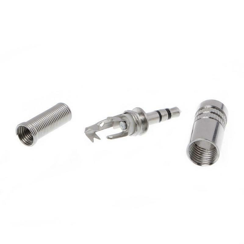 5 Pcs Metal 3.5mm 2 Ring 3P Stereo Jack Plug Cable Solder Adapter Terminal