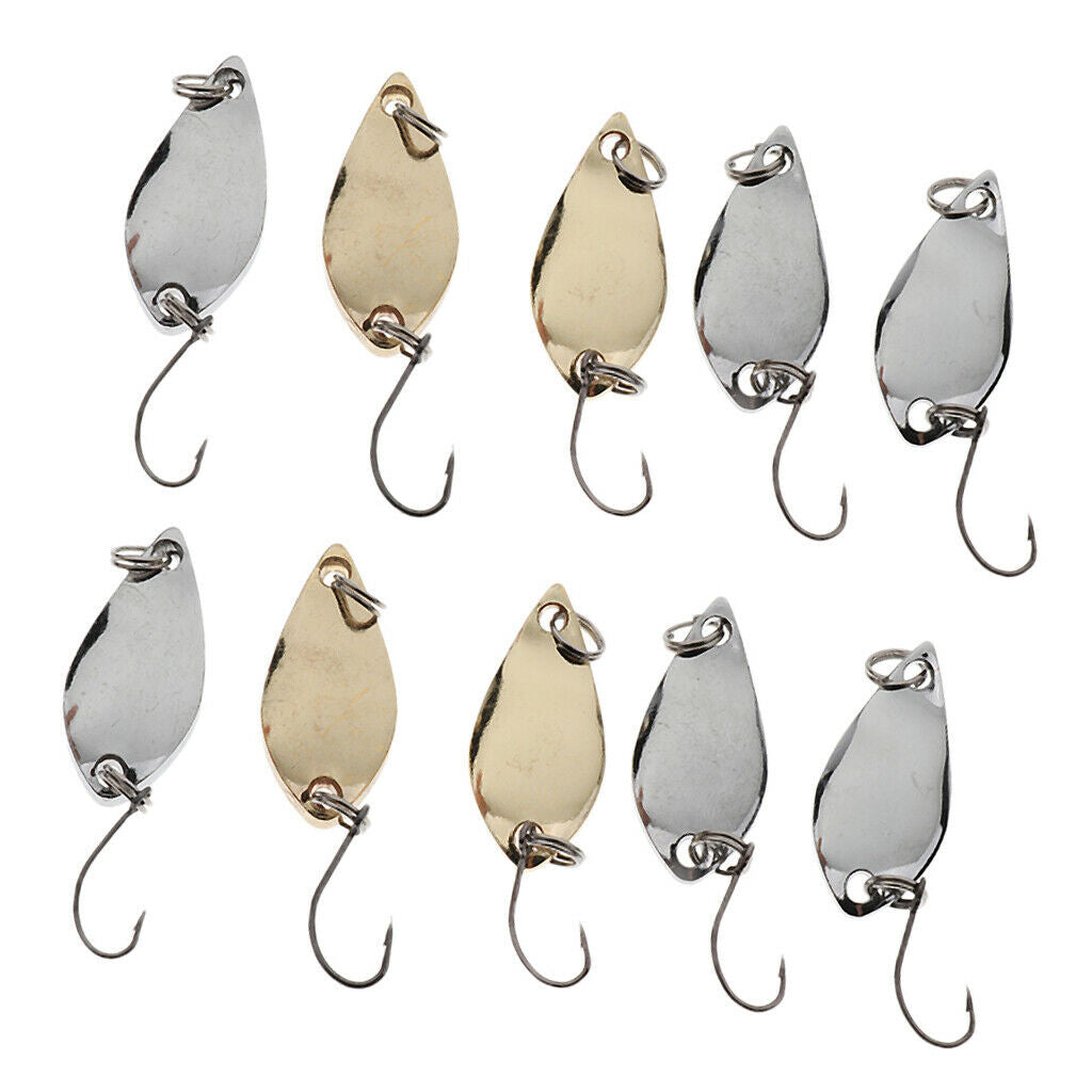 10 Hard Fishing Lures Metal Spinner Spoon Bionic Baits With Single Hook