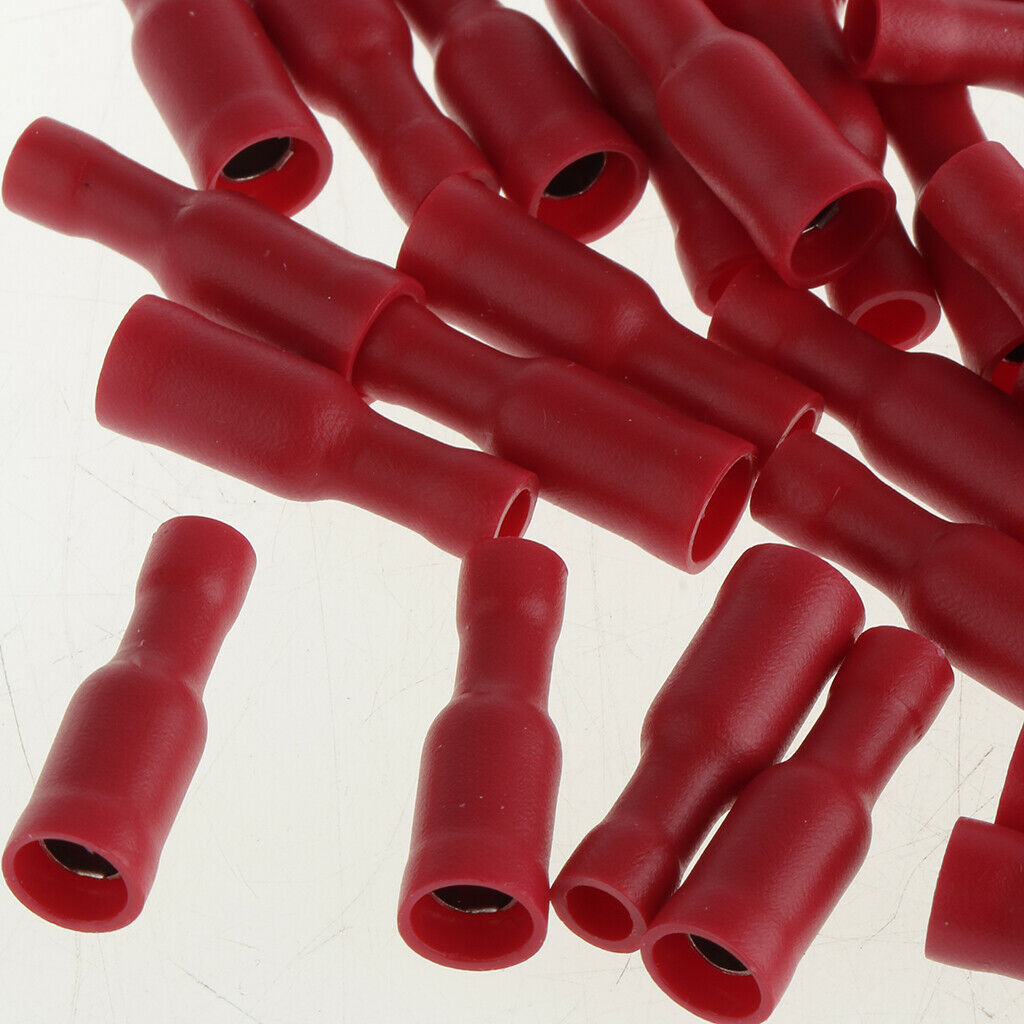 100x Electrical Connector Assorted Insulated Crimp Terminals Red 22-18AWG