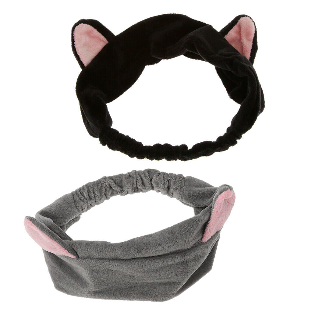 2PCS Spa Face Washing Shower Hairband Cotton Headband Hair Wrap Head Wraps