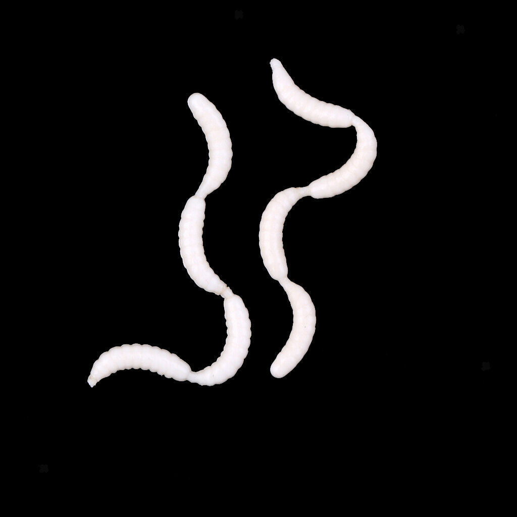 120Pcs/Box White Fishing Maggots Soft Worms Lures Strong Fishy Fishing Baits