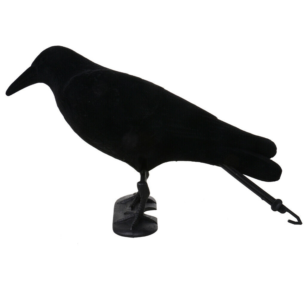 Flocked Hard Realistic Calling Crow Decoy Vermin Rook Decoying Hunting