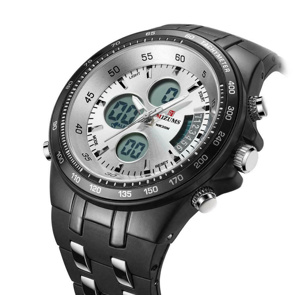 Double Movement Sports Watch Waterproof Large Dial Quartz Wristwatch White
