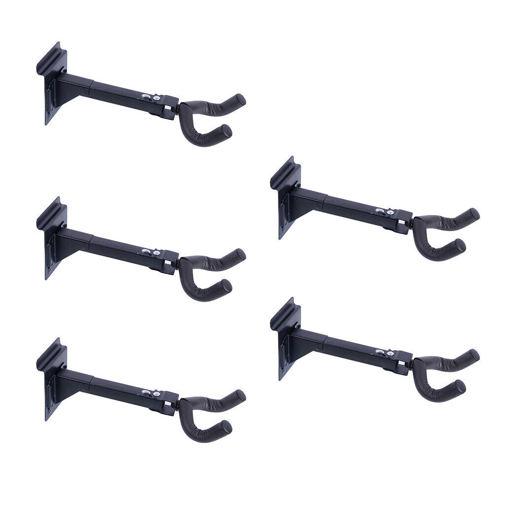 Set of 5, Guitar Wall Hanger Holder Storage Display Stand Bracket Set Black