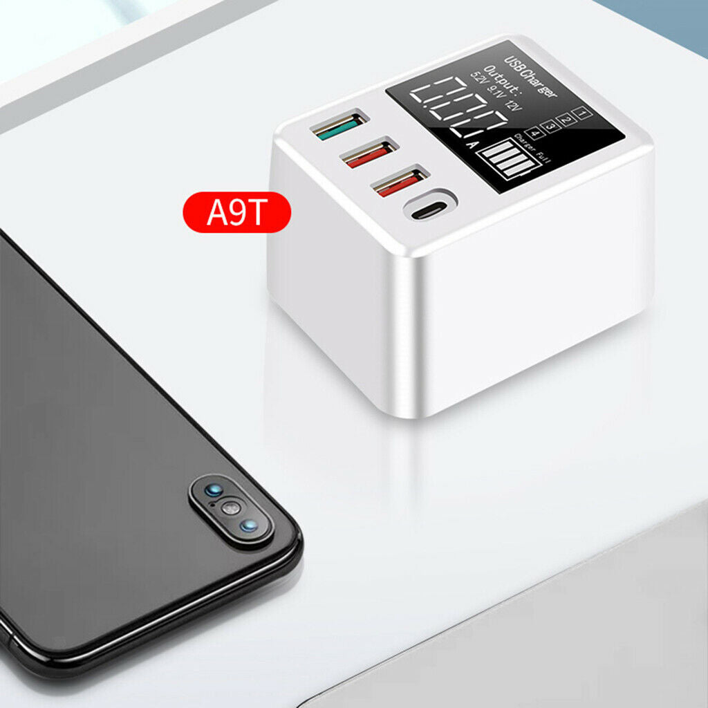 4 Multi-Port USB Wall Travel Charger QC 3.0 Quick Charging Station LED Display