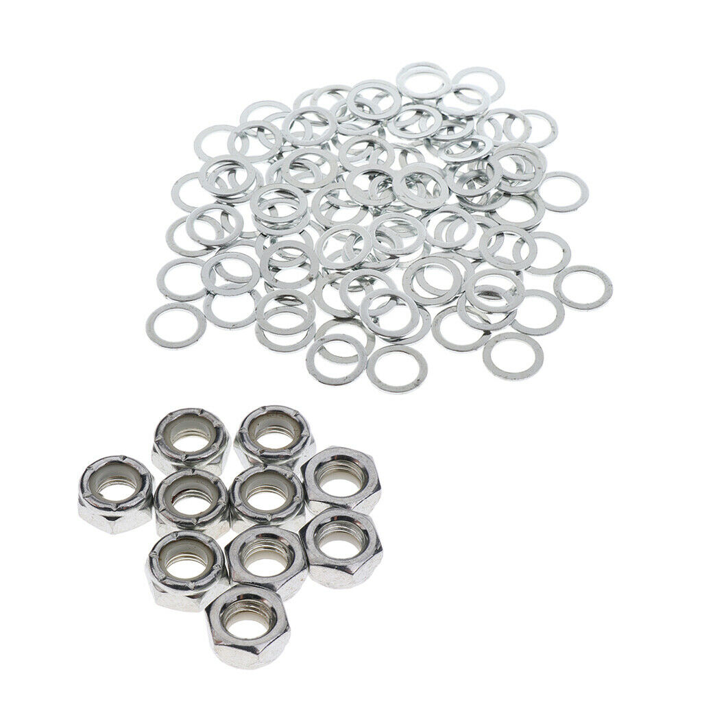 10 Axle Nuts + 100pcs Speed Washers for Skateboard Longboard Trucks Accessories