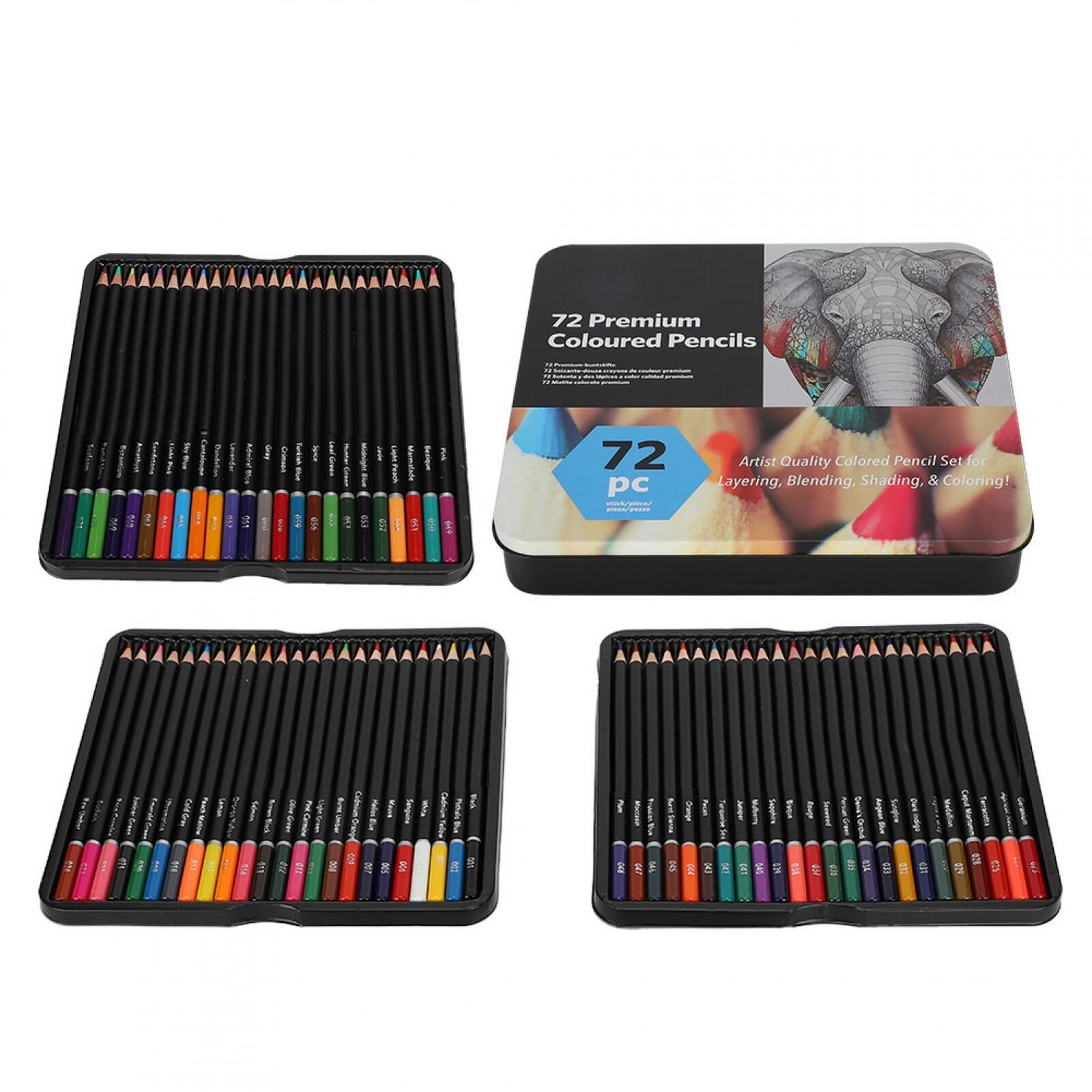 72 Colours Professional Coloured Pencils Painting Tools Set w/ Iron Box Set