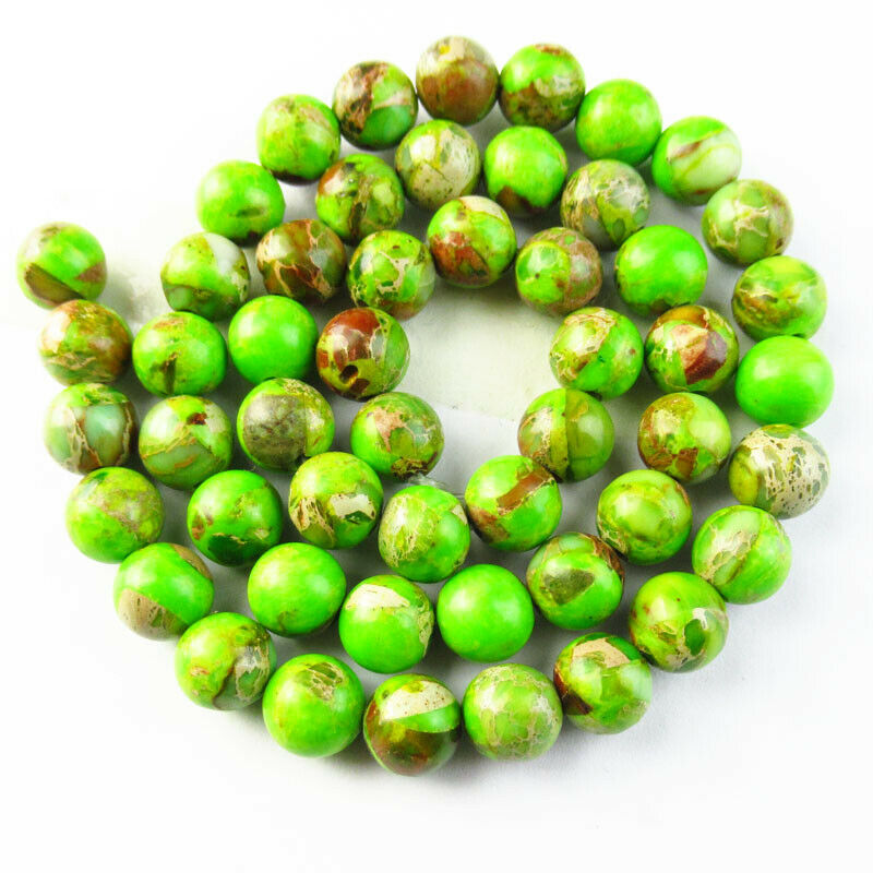8mm Light Green Man-made Sea Sediment Jasper Ball Loose Bead 15.5 inch A522DHS
