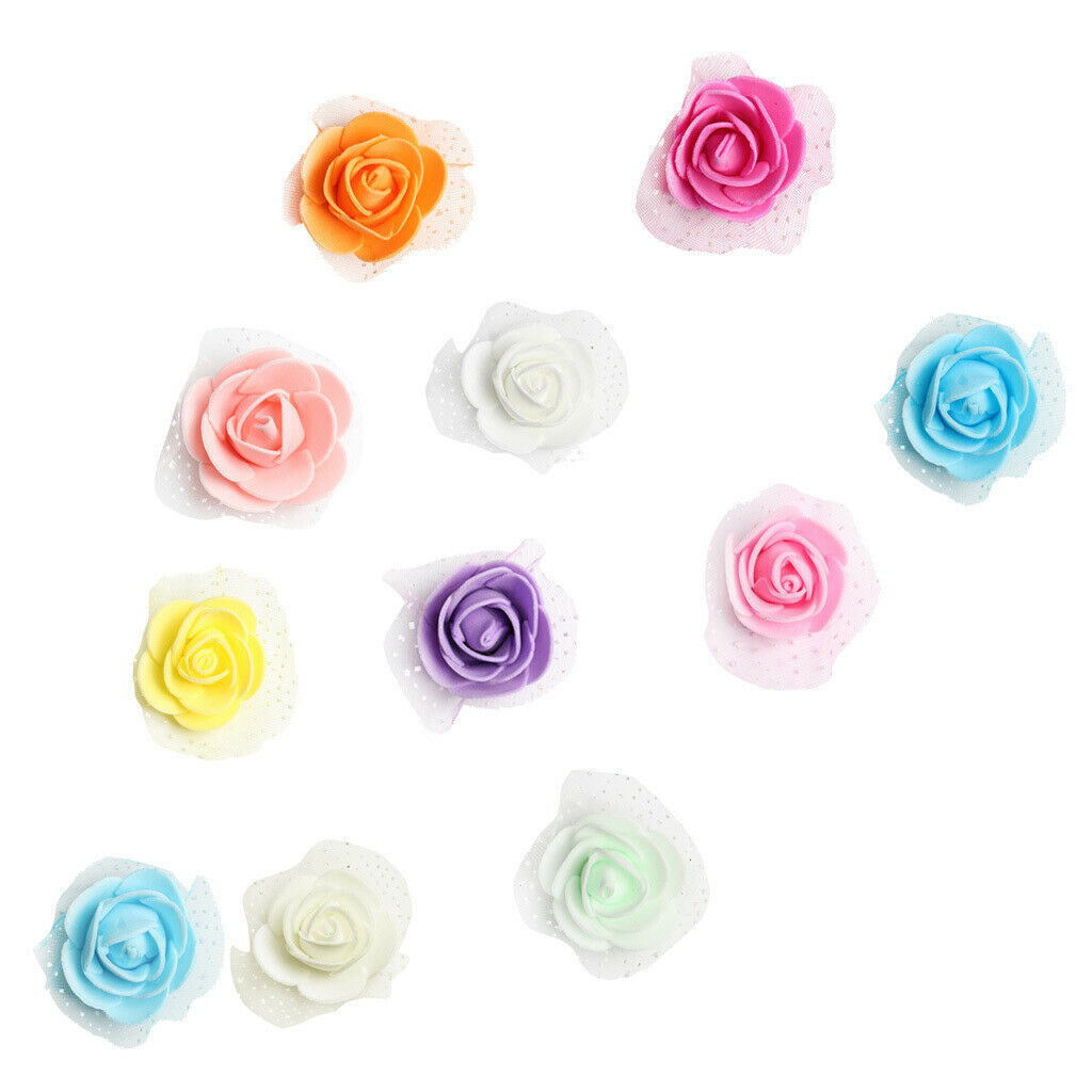 100pcs Artificial Foam Rose Head Flowers Wedding Home DIY Craft Decor White